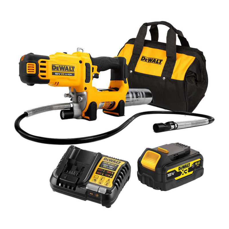 DeWalt DCGG581P1G-XE 18V XR 5.0Ah Grease Gun Kit - High Pressure