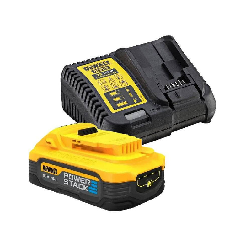 DeWal 18V Li-Ion 5.0ah PowerStack Battery and Charger Set