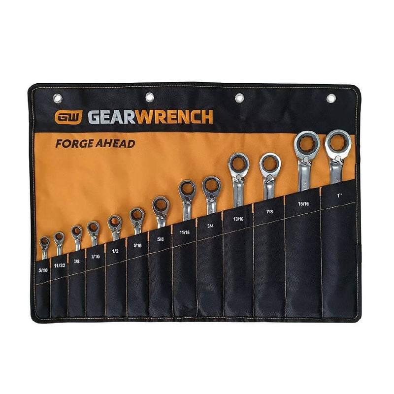 GEARWRENCH Double Ring Reversible Ratcheting SAE Wrench Set - 13 Piece